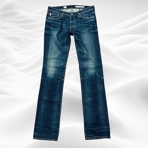 AG Adriano Goldschmied The Kiss Slim Straight Jeans size 28R‎ Low Rise Dark Wash